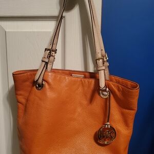 Michael Kors Orange Leather Tote Bag